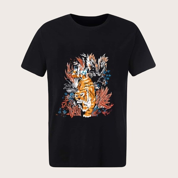 

Men Animal Print Round Neck Tee