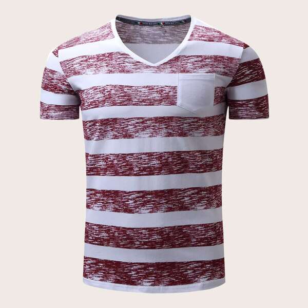 

Men Striped Pocket Patched Tee, Multicolor