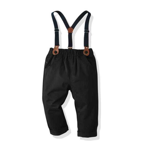 

Toddler Boys Solid Straight Pants With Straps, Black