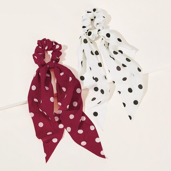 

Girls Polka Dot Pattern Scrunchie Scarf 2pcs, Multicolor
