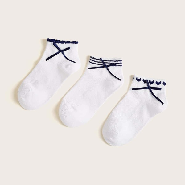 

Toddler Girls Bow Knot Decor Ankle Socks 3pairs