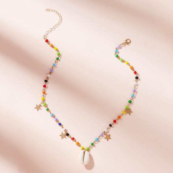

Shell Charm Beaded Necklace 1pc