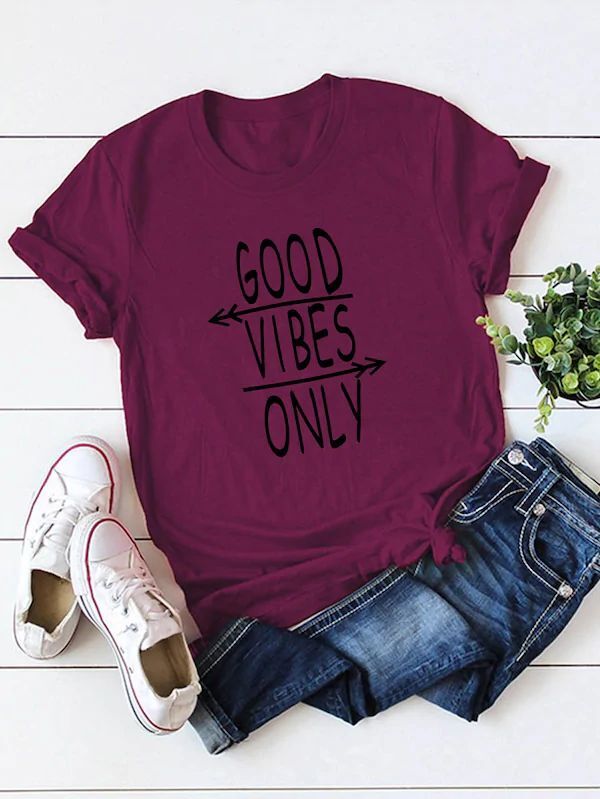 

Plus Slogan Graphic Tee, Burgundy