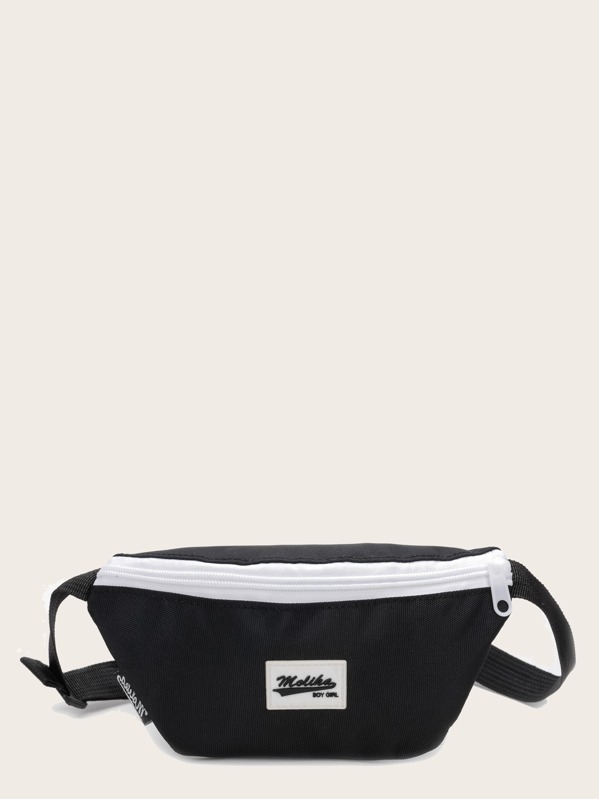 

Kids Two Tone Zip Up Fanny Pack, Black and white