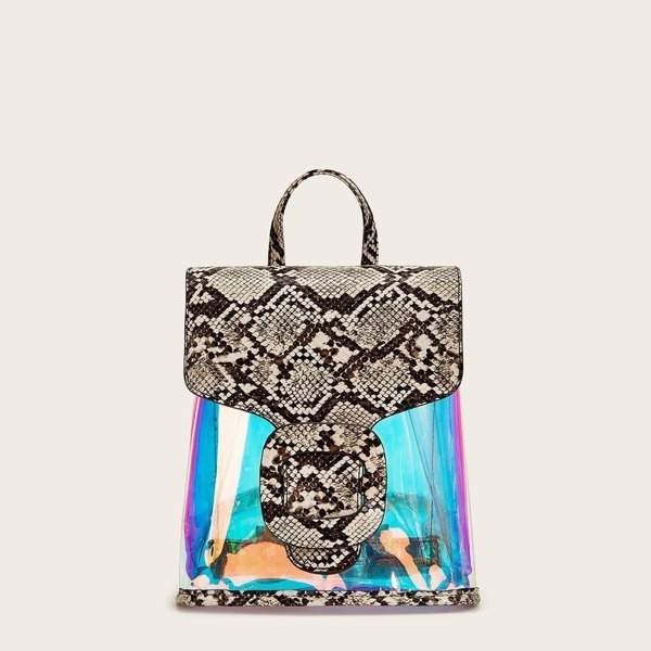 

Snakeskin Panel Iridescent Backpack