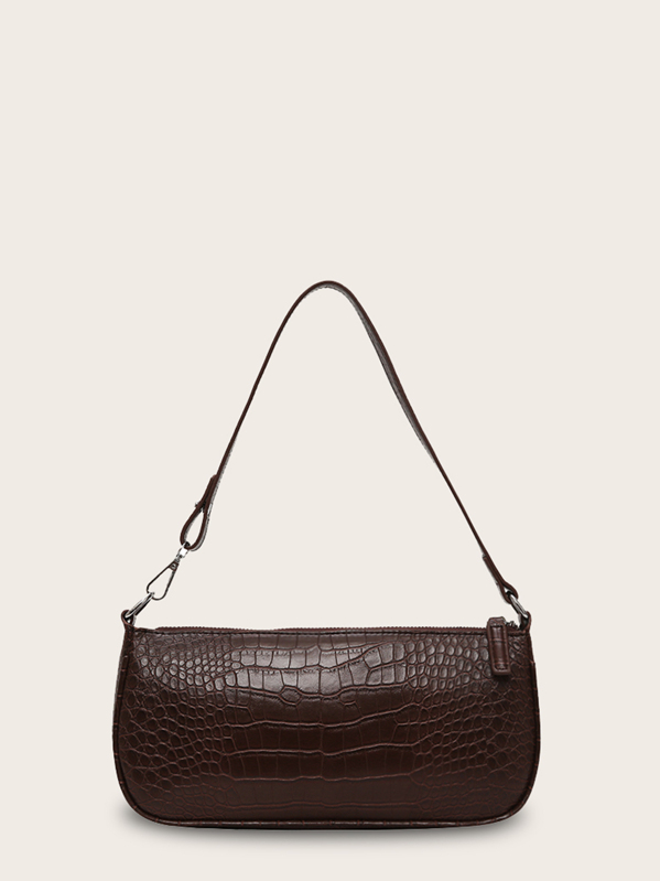 

Croc Embossed Shoulder Bag, Brown