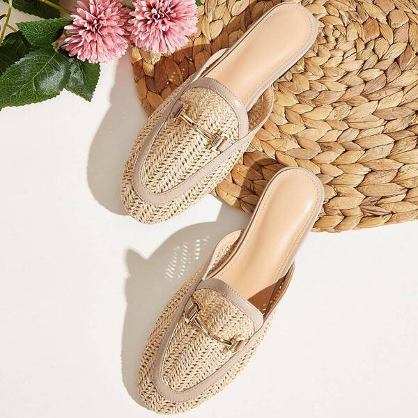 

Metal Decor Woven Flat Mules