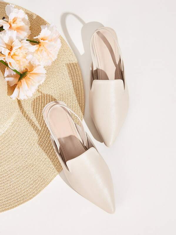

Point Toe Slingback Flats, Apricot