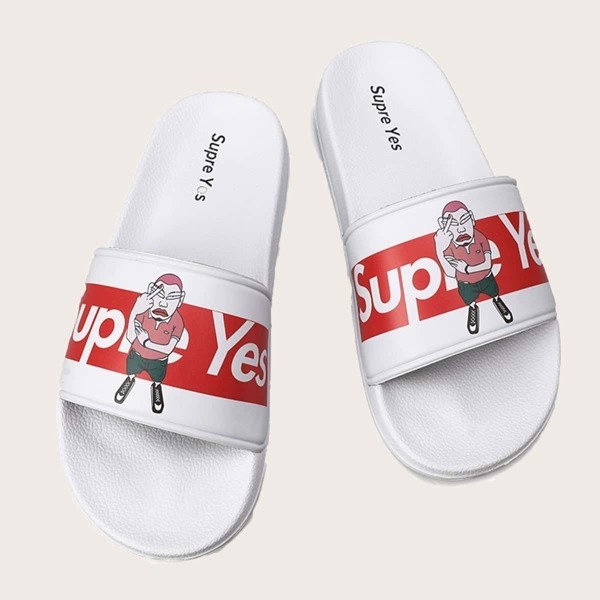 

Men Letter Print Wide Fit Sliders