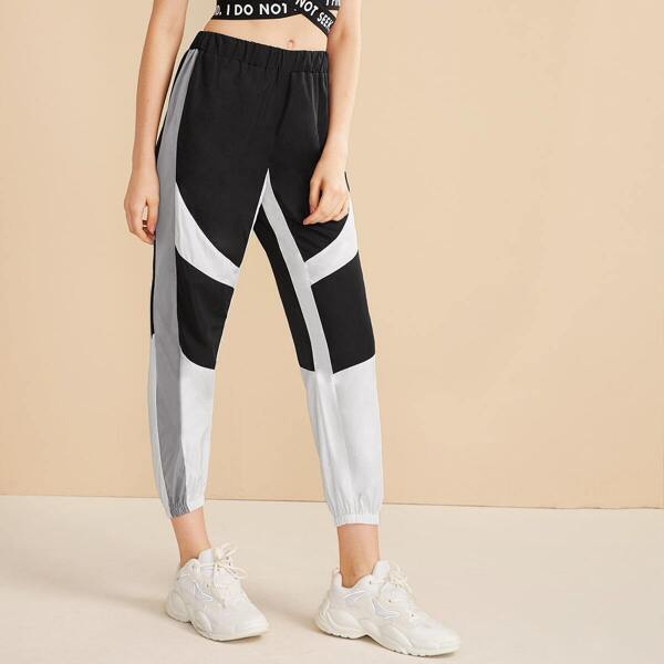 

Elastic Waist Cut And Sew Panel Sweatpants