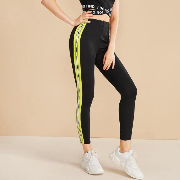 

Contrast Striped Side Skinny Leggings