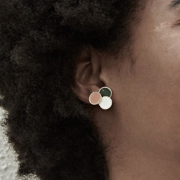 

Color-block Round Earrings 1pair