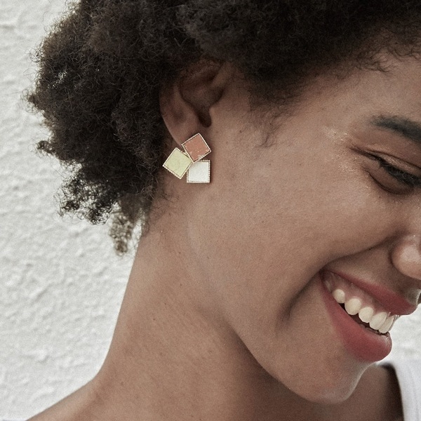 

Color-block Square Earrings 1pair