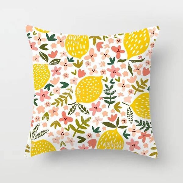

Lemon & Floral Overlay Print Cushion Cover