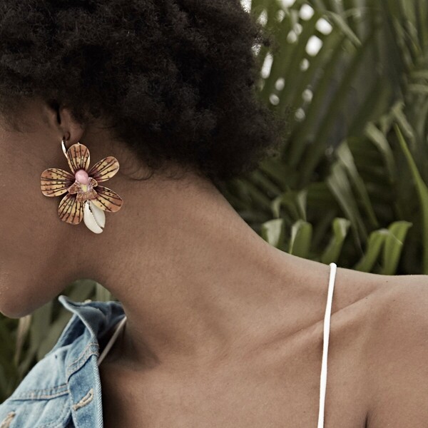 

Cuff Ring Flower & Shell Drop Earrings 1pair