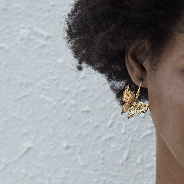 

Hollow Out Butterfly Drop Earrings 1pair, Gold