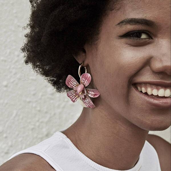 

Cuff Ring Flower & Shell Drop Earrings 1pair