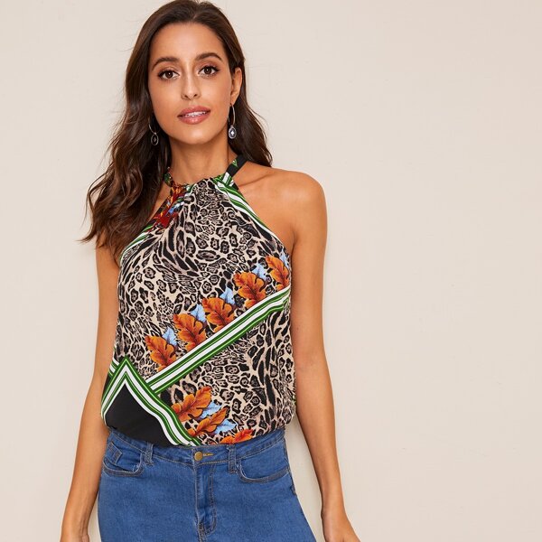 

Tribal Print Tie Back Halter Top