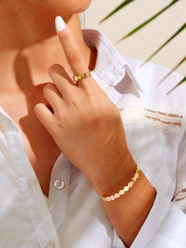 

Disc Design Cuff Ring & Bracelet 2pcs