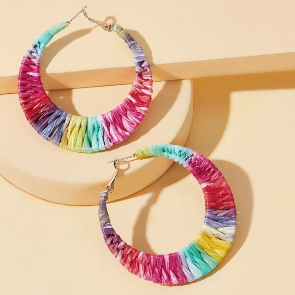 

Colorful Braided Hoop Earrings 1pair