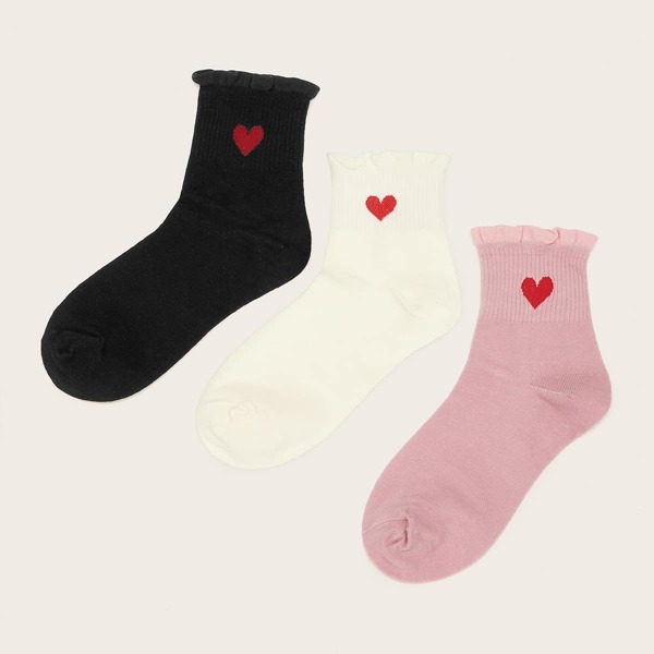 

Heart Pattern Socks 3pairs, Multicolor
