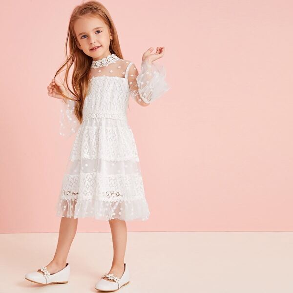 

Toddler Girls Lace & Mesh Zip Back Dress