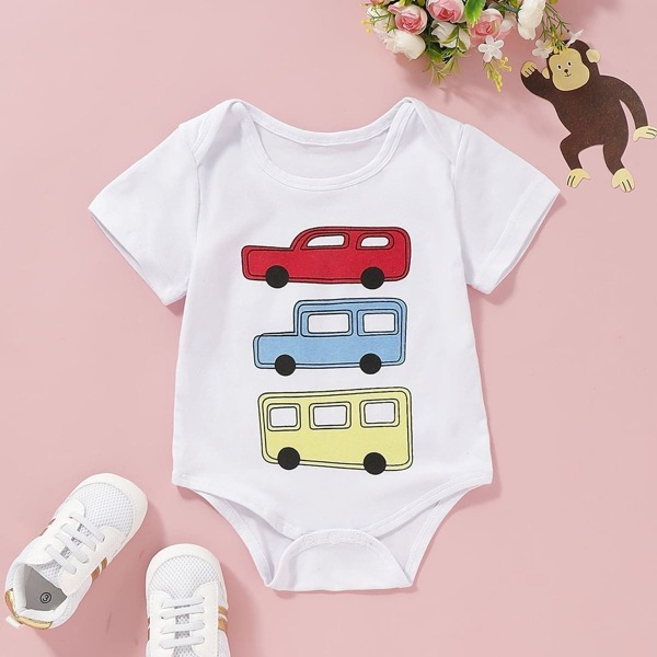 

Toddler Boys Car Print Short Sleeve Jumpsuit