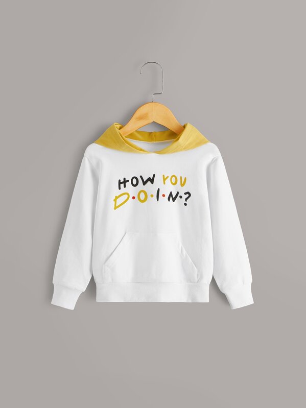 

Toddler Boys Letter Print Hooded Sweatshirt, White
