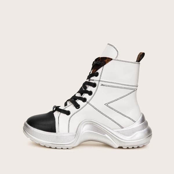 

Lace-up Front High Top Chunky Sole Trainers