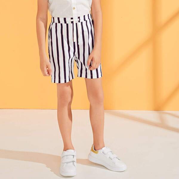 

Boys Pocket Side Striped Shorts, White