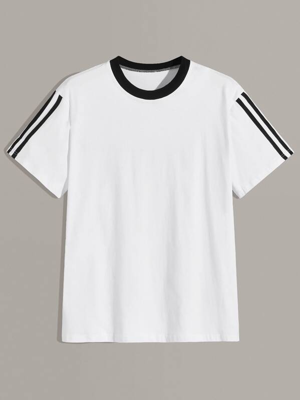 

Men Striped Tape Side Tee, White
