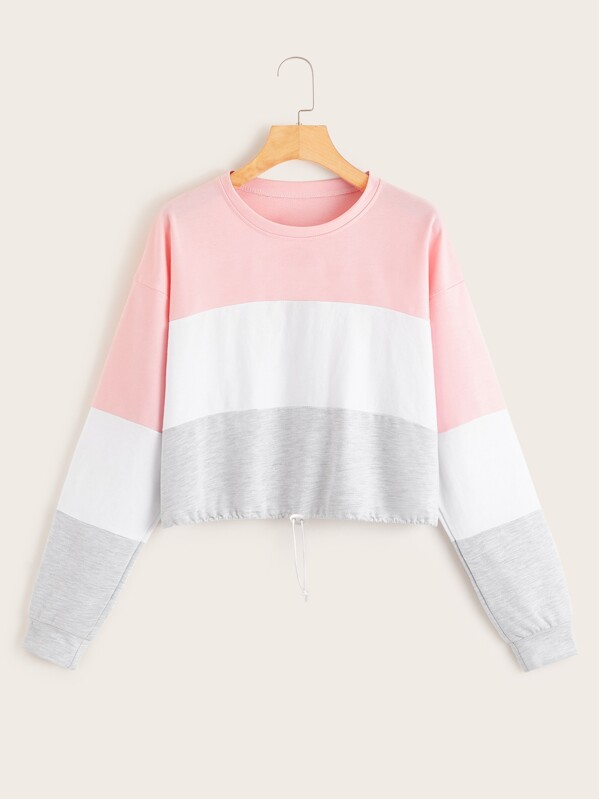 

Color Block Falling Shoulder Sleeve Sweatshirt, Multicolor