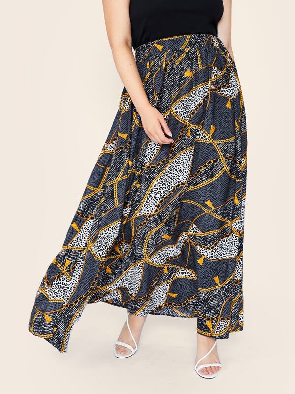 

Plus Chain & Leopard Print Maxi Flare Skirt, Multicolor, Faith Bowman