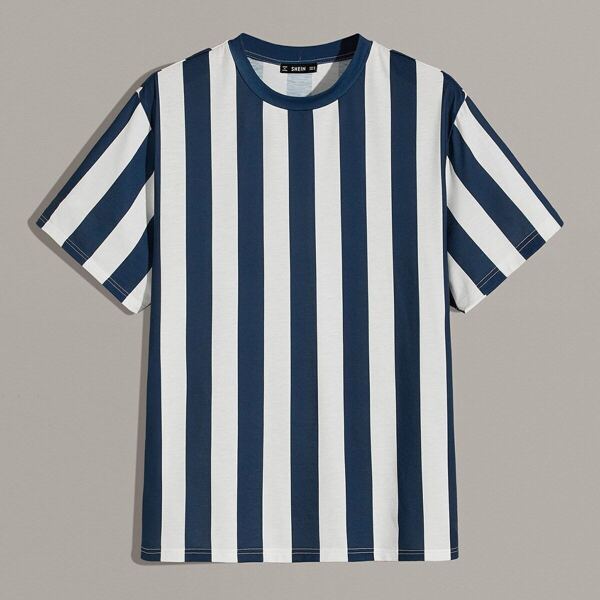 

Men Two Tone Striped Tee, Navy