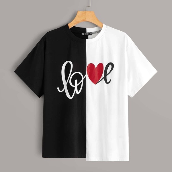 

Letter Graphic Two Tone Tee, Black and white