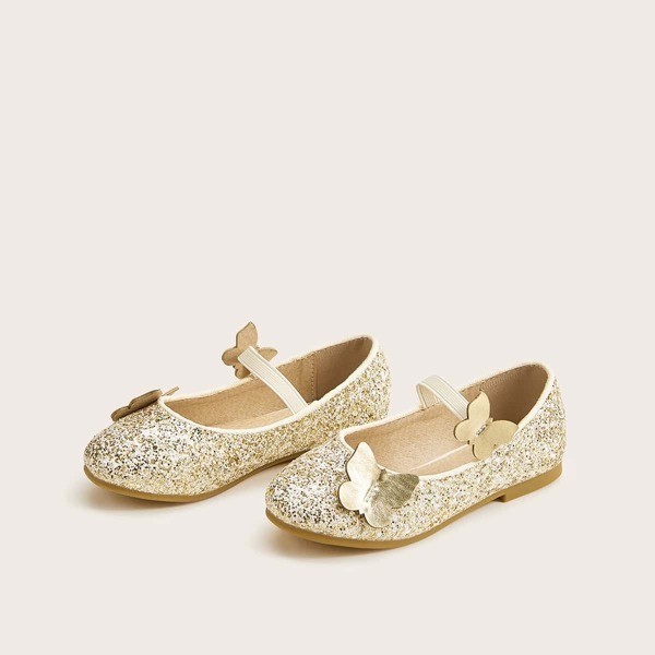 

Toddler Girls Butterfly Decor Glitter Flats