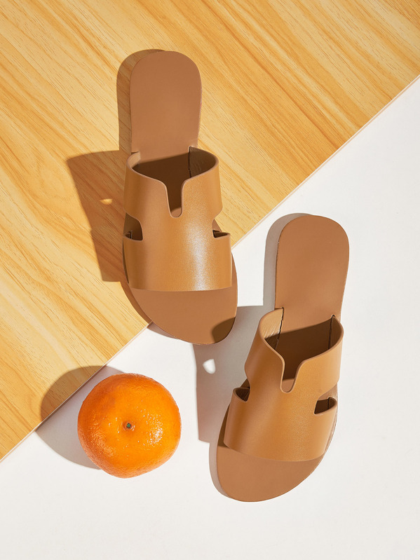 

Open Toe Cut Out Sliders, Brown