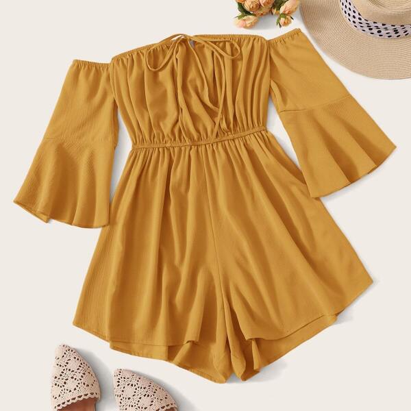 

Bardot Tie Neck Flounce Sleeve Romper