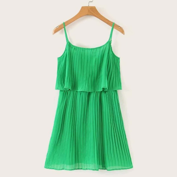 

Ruffle Trim Pleated Swing Cami Dress