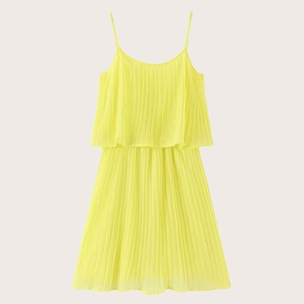 

Ruffle Trim Pleated Swing Cami Dress