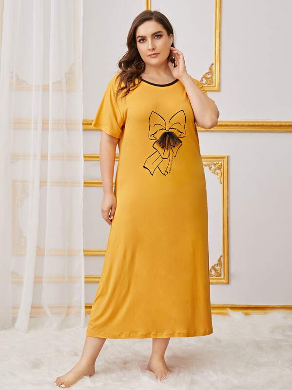 

Plus Bow Front Night Dress, Yellow, Franziska