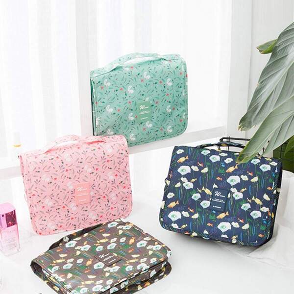 

Floral Print Hanging Cosmetic Storage Bag 1pc