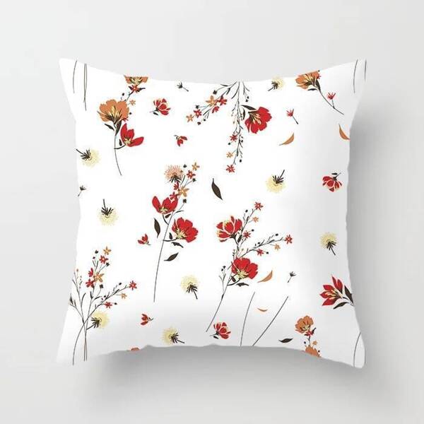 

Floral Print Cushion Cover, White
