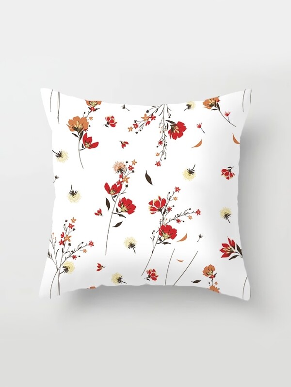

Floral Print Cushion Cover, White
