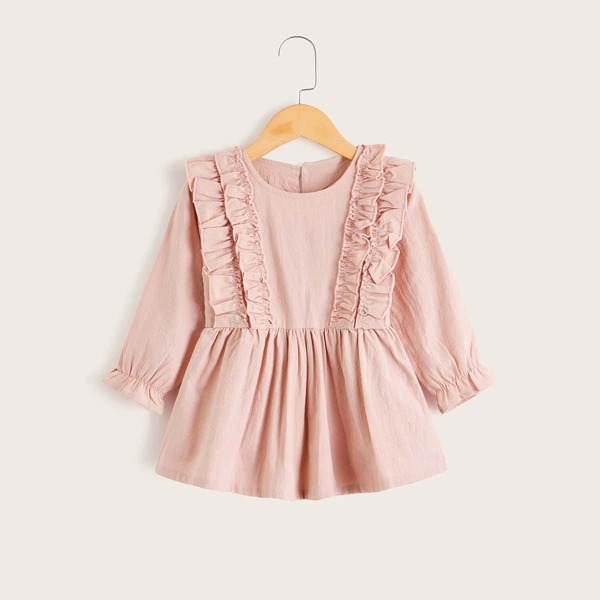 

Toddler Girl Ruffle Trim Button Back Blouse, Pink
