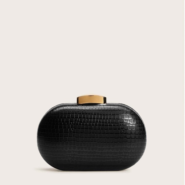 

Croc Embossed Chain Strap Evening Bag