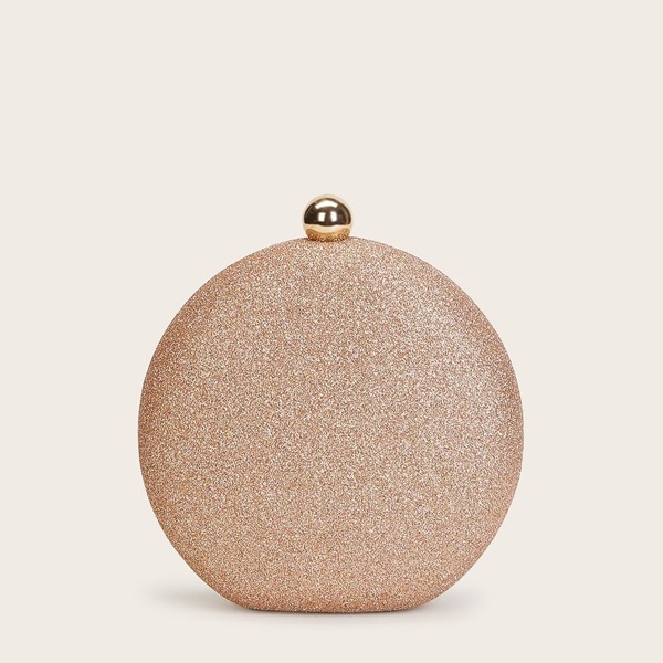 

Round Flagon Shaped Chain Strap Glitter Bag