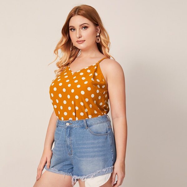 

Plus Polka-dot Print Cami Top