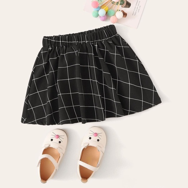 

Toddler Girls Plaid Print Elastic Waist Skirt