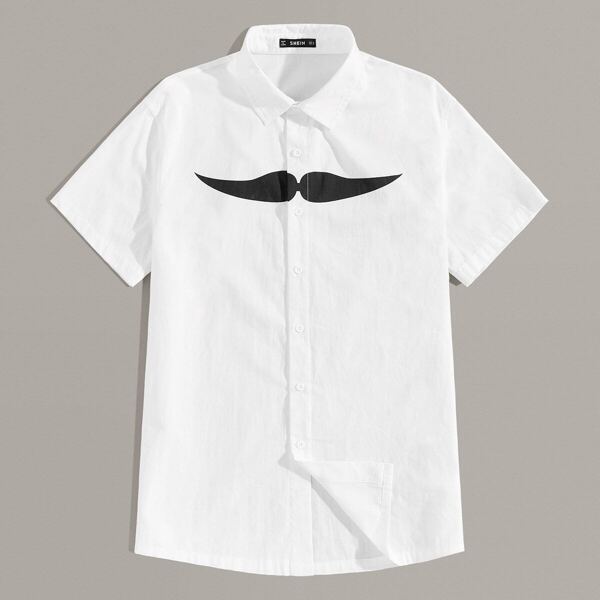 

Men Moustache Print Shirt